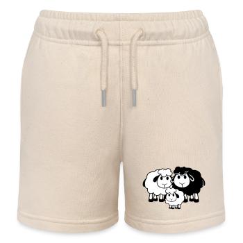 Familie Schaf 3 Papa Mama Eltern Kind Liebe Baby - Kinder Organic Joggingshorts Mini Bolter von Stanley/Stella - Natur - Vorne
