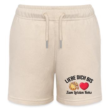 Liebe dich bis zum letzten Keks - Kinder Organic Joggingshorts Mini Bolter von Stanley/Stella - Natur - Vorne
