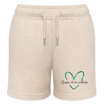 Team der Braut Glitzer Grünes Herz - Kinder Organic Joggingshorts Mini Bolter von Stanley/Stella - Natur - Vorne