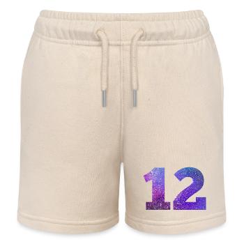 Number 12 galaxy - Kids Organic Sweat Shorts by Stanley/Stella - soft Ecru - Front