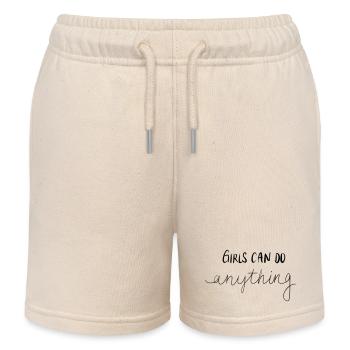 GIRLS CAN DO ANYTHING - Kids Organic Sweat Shorts by Stanley/Stella - soft Ecru - Front