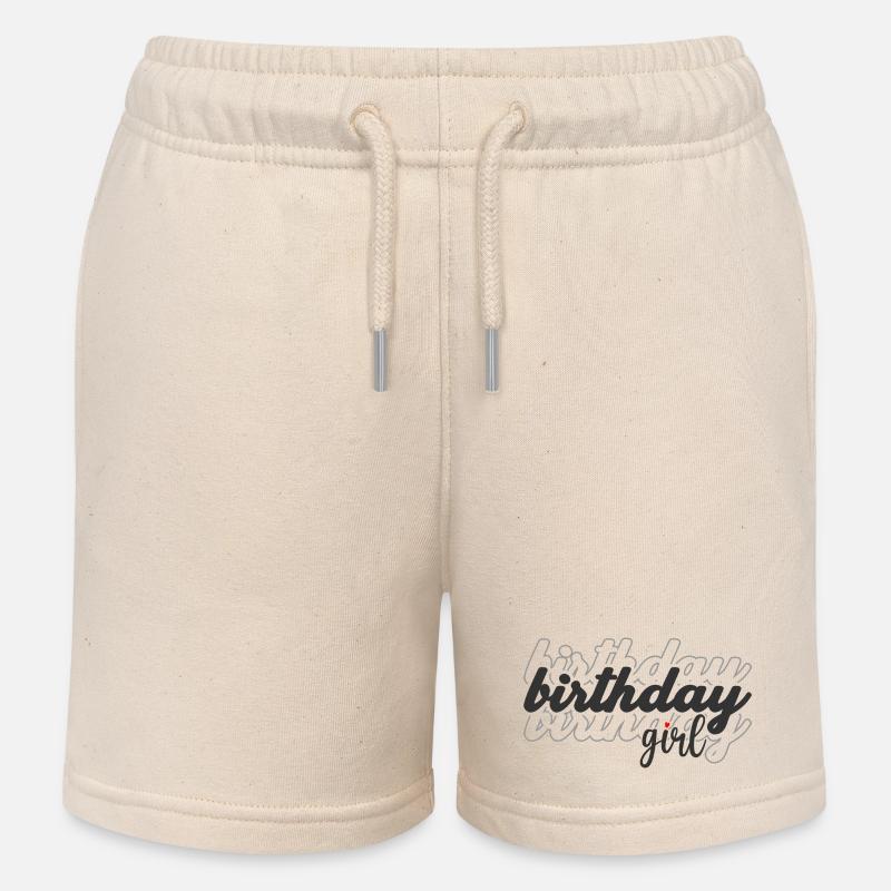 Filles d’anniversaire Script avec coeur - Short de jogging enfant bio Stanley/Stella - écru doux