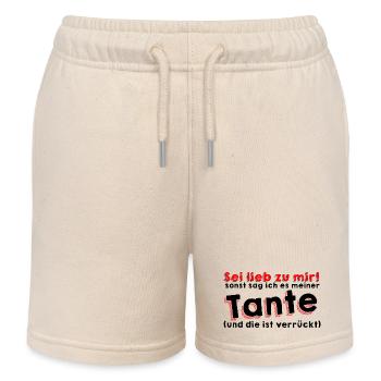 Sei lieb zu mir, ich habe eine verrückte Tante! - Kinder Organic Joggingshorts Mini Bolter von Stanley/Stella - Natur - Vorne