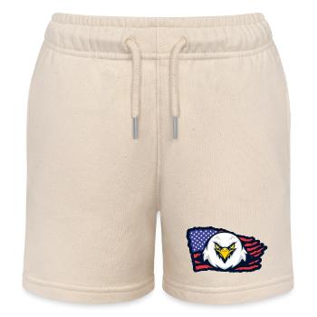 Aigle américain avec drapeau - Short de jogging enfant bio Stanley/Stella - écru doux - Devant