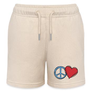 Heart World Peace Peace Peace Love Gift Idea - Kids Organic Sweat Shorts by Stanley/Stella - soft Ecru - Front