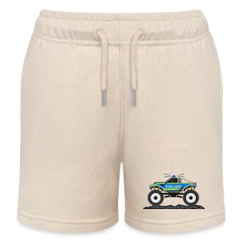 Monstertruck Polizei Blau Gelb - Kinder Organic Joggingshorts Mini Bolter von Stanley/Stella - Natur - Vorne
