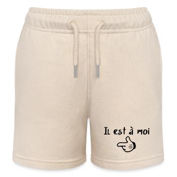 Funny Couple, She/He Is Mine - Kids Organic Sweat Shorts by Stanley/Stella - soft Ecru - Front