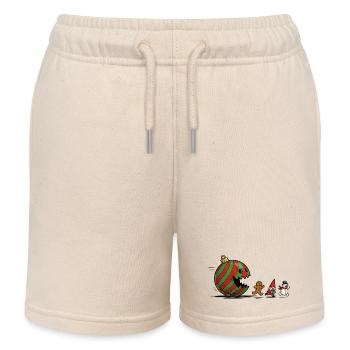 Devouring Christmas Ball Ornament - Kids Organic Sweat Shorts by Stanley/Stella - soft Ecru - Front