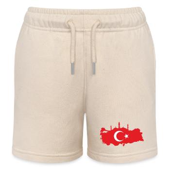 Türkische Landkarte mit Moschee-Silhouette - Kinder Organic Joggingshorts Mini Bolter von Stanley/Stella - Natur - Vorne