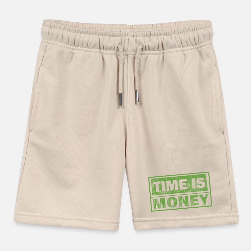 Le temps, c’est de l’argent en caractères verts Short de jogging enfant bio Stanley/Stella