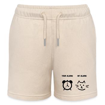 Lustige Katze. Dein Wecker, mein Wecker. - Kinder Organic Joggingshorts Mini Bolter von Stanley/Stella - Natur - Vorne