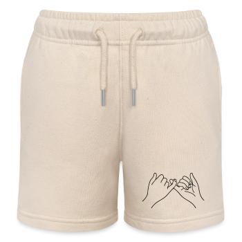 Pinky Promise Hands Line Art Symbol Friendship - Kids Organic Sweat Shorts by Stanley/Stella - soft Ecru - Front