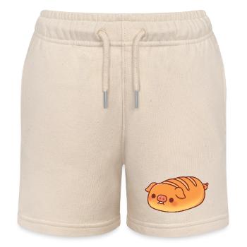 Cute Pig Baguette Bread Loaf - Kids Organic Sweat Shorts by Stanley/Stella - soft Ecru - Front