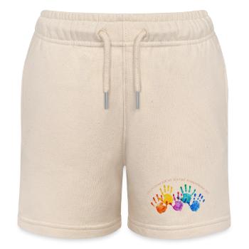 Farbenreiche Handabdrücke Dankzeit - Kinder Organic Joggingshorts Mini Bolter von Stanley/Stella - Natur - Vorne