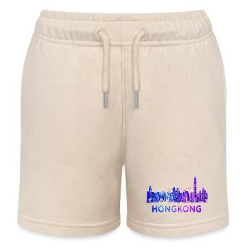 Hong Kong Skyline - Kids Organic Sweat Shorts by Stanley/Stella - soft Ecru - Front