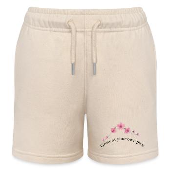 Arc de pétales en tons roses - Short de jogging enfant bio Stanley/Stella - écru doux - Devant