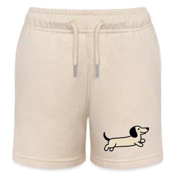 Dackel Hund Laufen Hundebesitzer Gassi - Kinder Organic Joggingshorts Mini Bolter von Stanley/Stella - Natur - Vorne