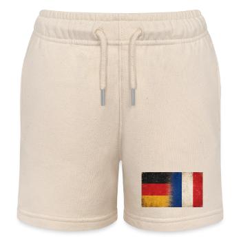 Germany France Friendship Grunge Flag - Kids Organic Sweat Shorts by Stanley/Stella - soft Ecru - Front
