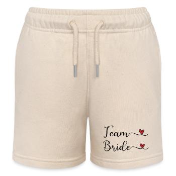 Team Bride cute handwritten Typography with a Hear - Kids Organic Sweat Shorts by Stanley/Stella - soft Ecru - Front