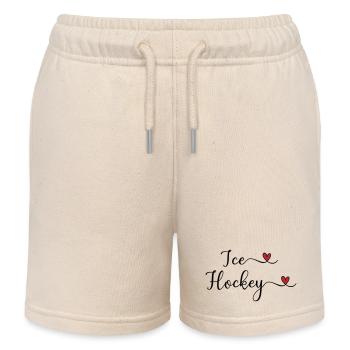 Eishockey Schriftzug mit Herz - Kinder Organic Joggingshorts Mini Bolter von Stanley/Stella - Natur - Vorne