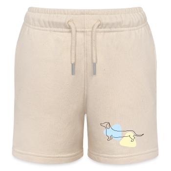 Line Art Dachshund pastel - Kids Organic Sweat Shorts by Stanley/Stella - soft Ecru - Front