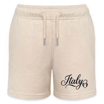Italy Love Script Heart - Kids Organic Sweat Shorts by Stanley/Stella - soft Ecru - Front
