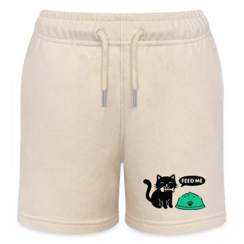 Hungrige Katze Futternapf Grafik - Kinder Organic Joggingshorts Mini Bolter von Stanley/Stella - Natur - Vorne