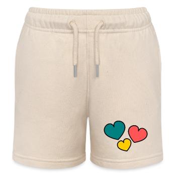 HEART. HEARTS. SAINT VALENTINE. LOVE. LOVE. HEART - Kids Organic Sweat Shorts by Stanley/Stella - soft Ecru - Front