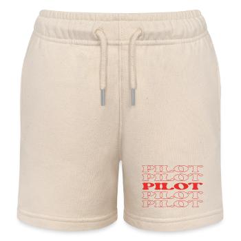 Pilot Aviator Aircraft Commander Airman Flier - Kids Organic Sweat Shorts by Stanley/Stella - soft Ecru - Front