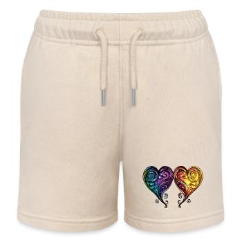 Hearts Ornament Floral - Kids Organic Sweat Shorts by Stanley/Stella - soft Ecru - Front