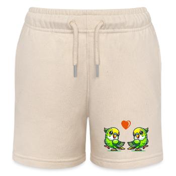Wellensittich love - Kinder Organic Joggingshorts Mini Bolter von Stanley/Stella - Natur - Vorne