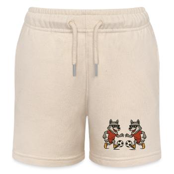 Wolf Soccer 2 - Kids Organic Sweat Shorts by Stanley/Stella - soft Ecru - Front
