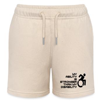 Ma volonté est plus forte que mon fauteuil roulant / handicap* - Short de jogging enfant bio Stanley/Stella - écru doux - Devant