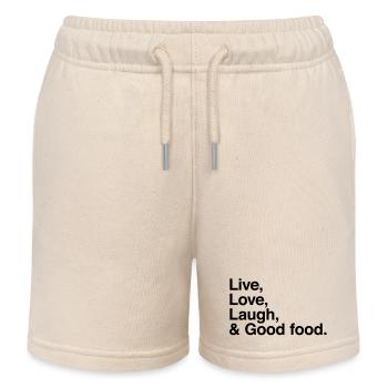 live love laugh and good food - Kids Organic Sweat Shorts by Stanley/Stella - soft Ecru - Front