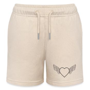 Coeur avec des ailes -noir- - Short de jogging enfant bio Stanley/Stella - écru doux - Devant