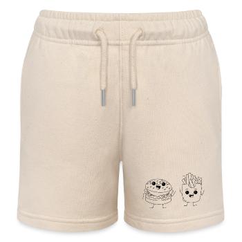 Burgers et frites 1 - Short de jogging enfant bio Stanley/Stella - écru doux - Devant