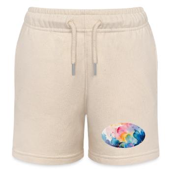 Aquarellfarben Farbexplosion auf Leinwand - Kinder Organic Joggingshorts Mini Bolter von Stanley/Stella - Natur - Vorne