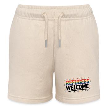 Refugees Welcome - Cool Pride Logo - Kids Organic Sweat Shorts by Stanley/Stella - soft Ecru - Front