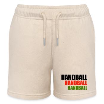 Handball Trio Schriftzug Rot Grün - Kinder Organic Joggingshorts Mini Bolter von Stanley/Stella - Natur - Vorne