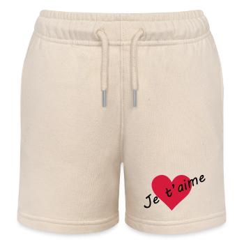 Cœur je t'aime  - Short de jogging enfant bio Stanley/Stella - écru doux - Devant