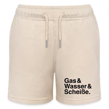 Gas & Wasser & Scheiße. - Kinder Organic Joggingshorts Mini Bolter von Stanley/Stella - Natur - Vorne