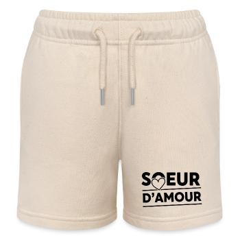 Soeur d’amour - cadeau pour soeur - Short de jogging enfant bio Stanley/Stella - écru doux - Devant