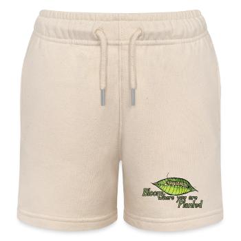 Bloom Where You Are Planted - Kids Organic Sweat Shorts by Stanley/Stella - soft Ecru - Front