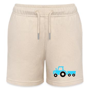 Traktor mit Anhänger in hellblau - Kinder Organic Joggingshorts Mini Bolter von Stanley/Stella - Natur - Vorne