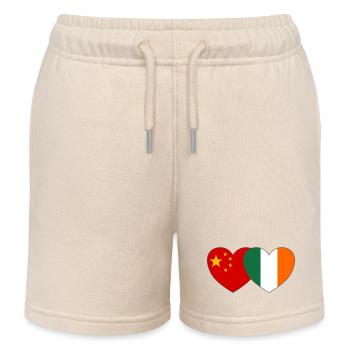 China Ireland Flag Heart - Kids Organic Sweat Shorts by Stanley/Stella - soft Ecru - Front