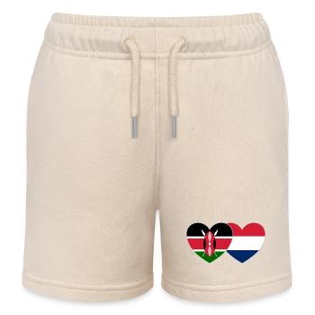 Kenya Holland Flag Heart - Kids Organic Sweat Shorts by Stanley/Stella - soft Ecru - Front