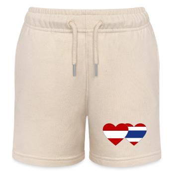 Autriche Thaïlande Drapeau Coeur - Short de jogging enfant bio Stanley/Stella - écru doux - Devant