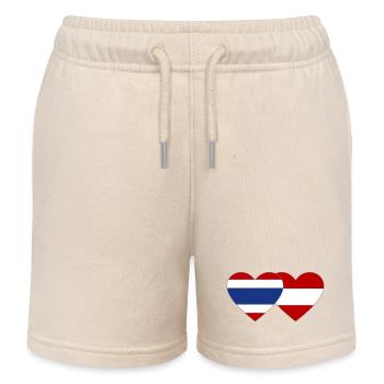 Thaïlande Autriche Drapeau Coeur - Short de jogging enfant bio Stanley/Stella - écru doux - Devant