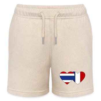 Thailand France Flag Heart - Kids Organic Sweat Shorts by Stanley/Stella - soft Ecru - Front