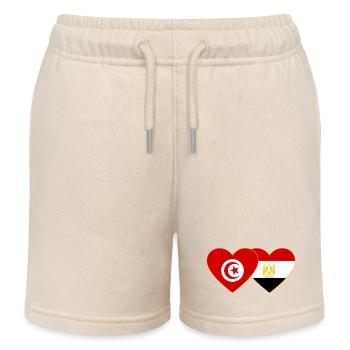 Tunisie Egypte Drapeau Coeur - Short de jogging enfant bio Stanley/Stella - écru doux - Devant